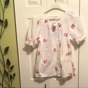 Loft Floral Smocked Embroiled Top
